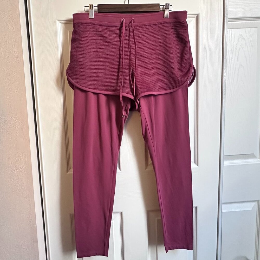Victoria's Secret Sport Size Large 2-in-1 Drawstring Mesh Shorts Leggings Mauve
